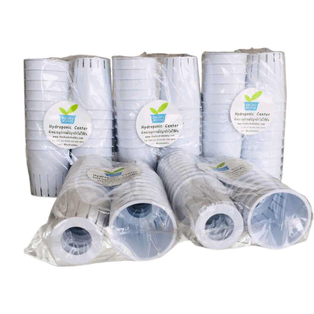 ถ้วยปลูกผักไฮโดรโปนิกส์ HYDROHOBBY 100 ใบ สีขาว  ก้นรู